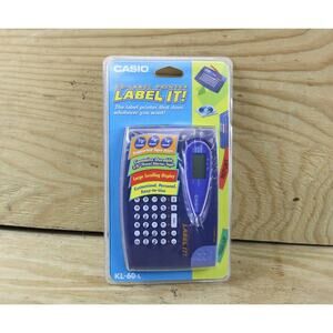 New Casio Ez Label Printer Label It KL-60-L Thermal Label Maker Sealed